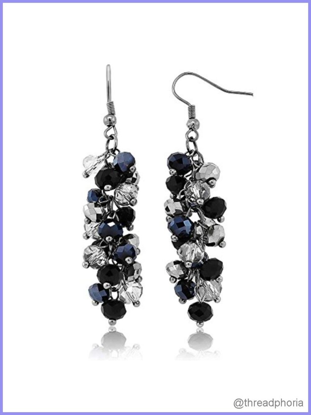 Cluster Faceted Crystal Dangle Hook Earrings - Brass Statement Jewelry